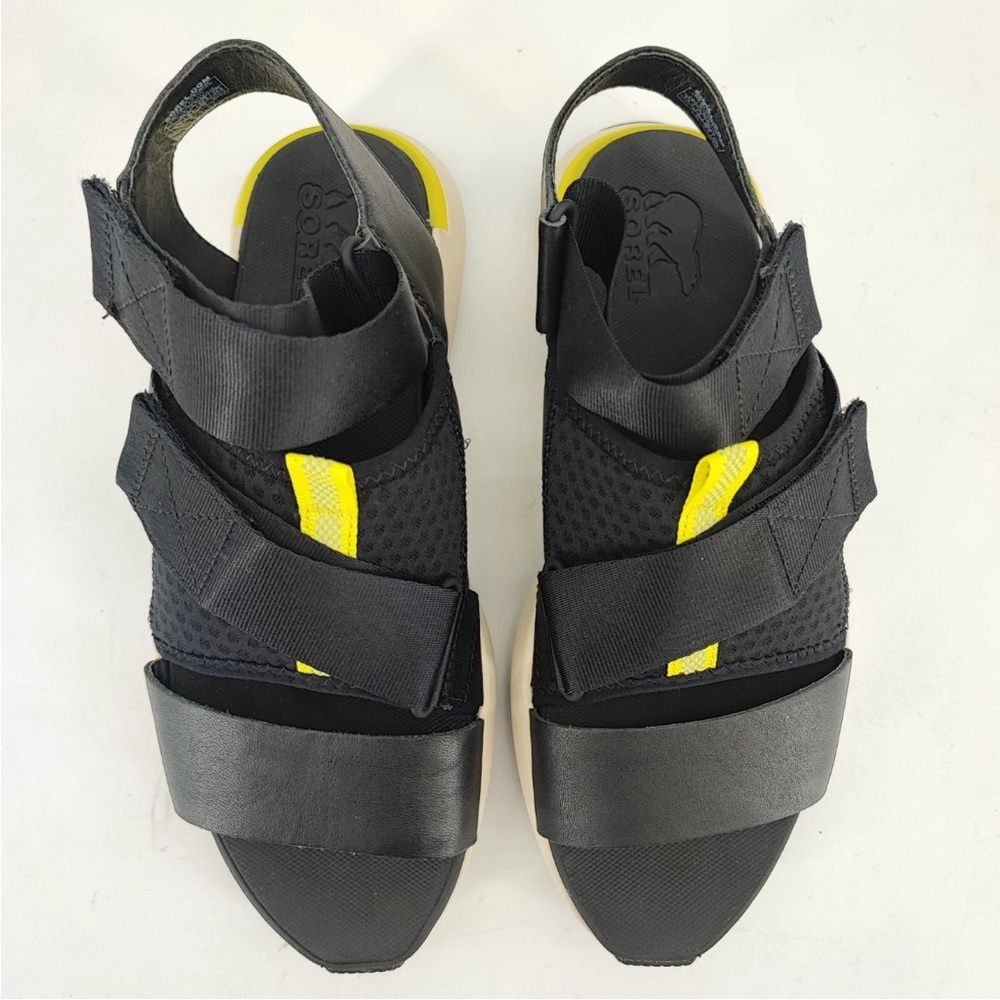 EUC Sorel Women's Kinetic Impact Black Leather Sandal